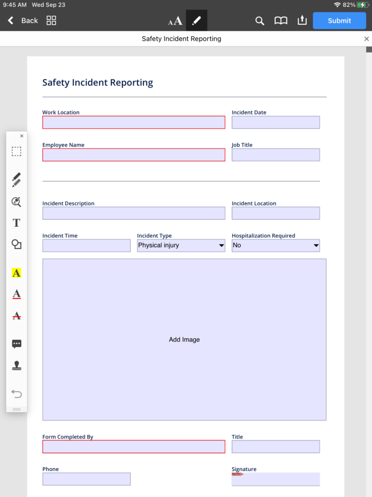 safety incident reporting form