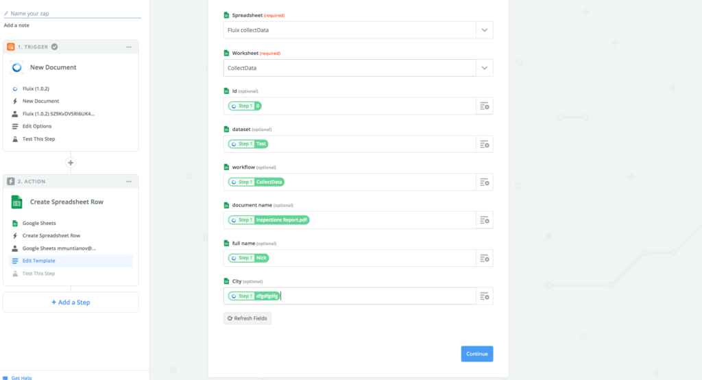 How to integrate with google sheets via zapier