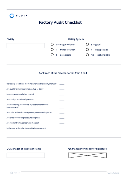 Factory Audit Checklist | Factory Inspection Template Example