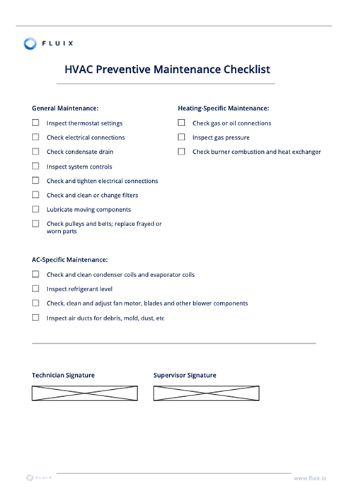 Hvac Preventative Maintenance Checklist Hvac Maintenance Inspection