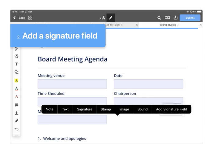 create a signature box in pdf