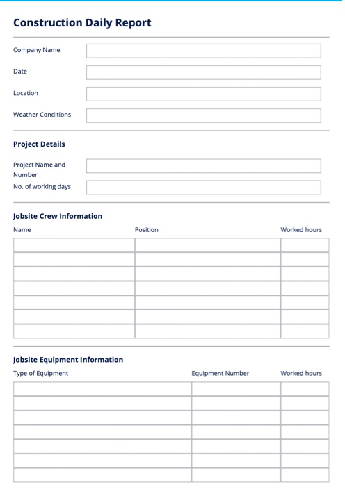 Construction Daily Log Template Daily Field Report 4224