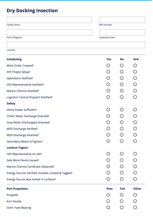 Dry Docking Inspection Checklist | Ship Docking Maintenance