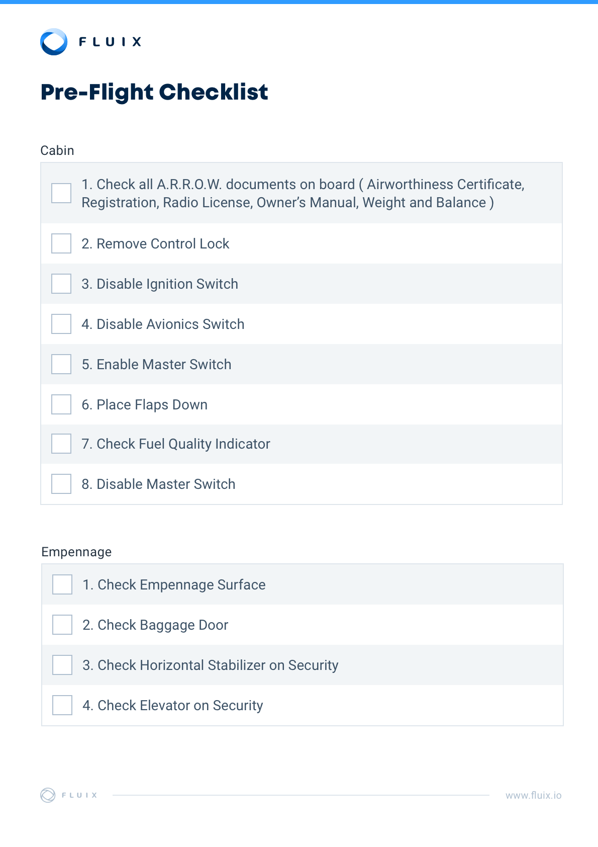 PreFlight Check Template Flight Preparation and Inspection