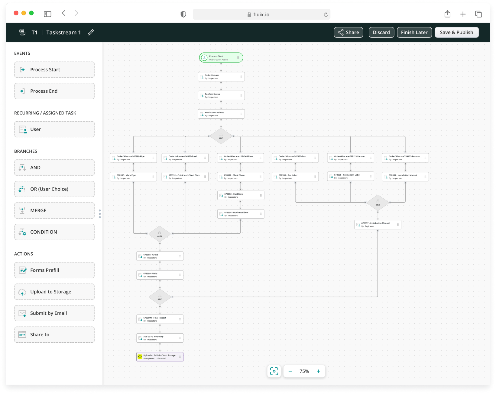 Multi-step work permit workflow built in Fluix