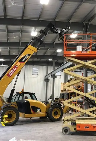 Lifting vehicle located in a building