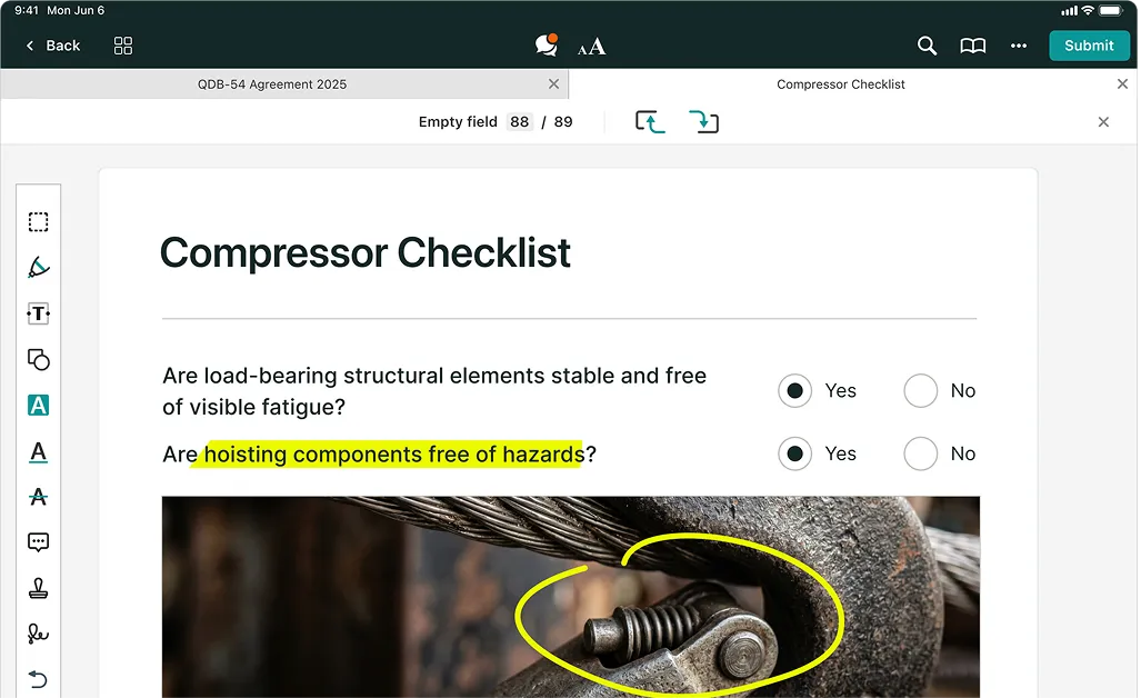 Compressor Checklist in the Fluix app