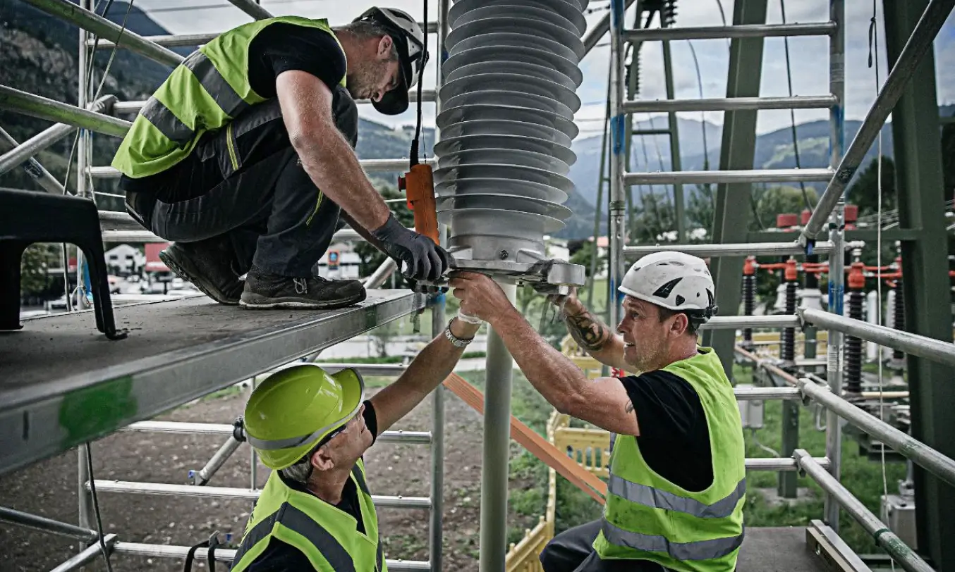 Technicians at the installation site